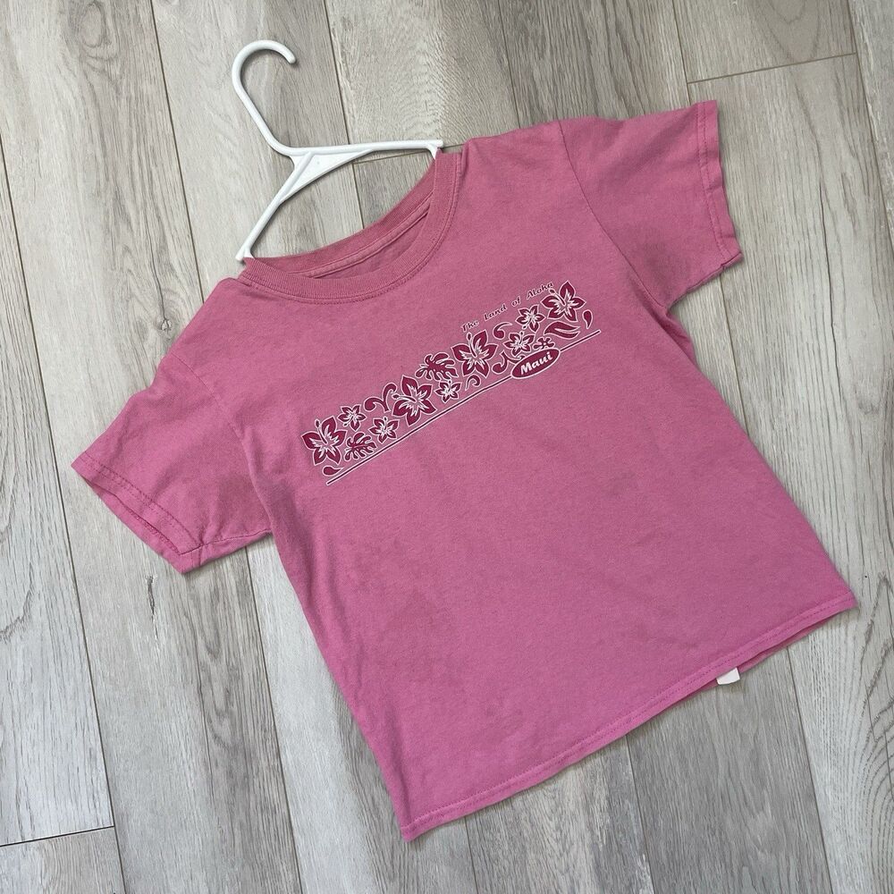 Maui Crop Top hawaiian y2k tshirt womens Pink (small) retro kidcore 90s vacation
